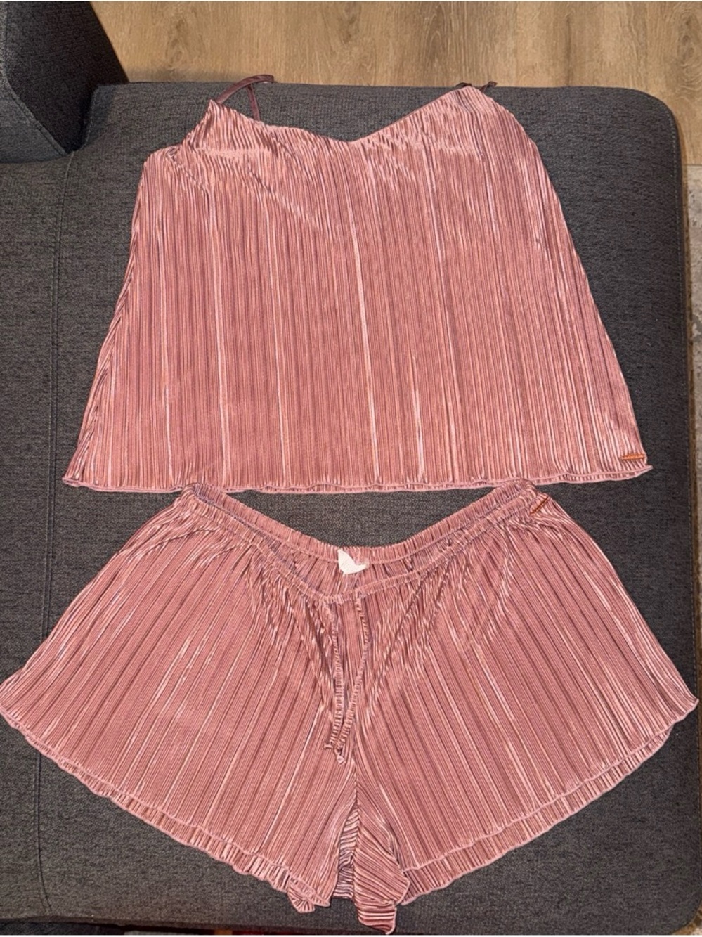 Danskin Rose Pink Pleated Satin Cami & Shorts Set